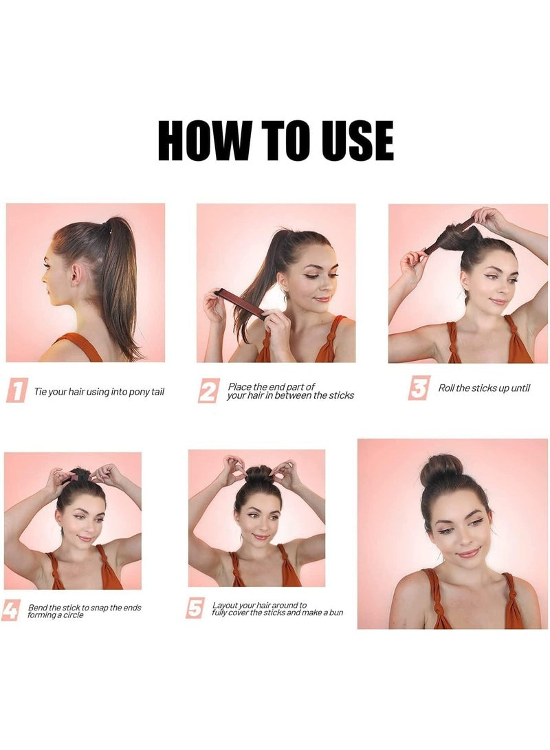 ChicAbode Hair Bun Maker, 3 Pcs Women Twist Hair Shaper, Easy Fast Snap Roll hair nets Magic Buns Tool, Donut Curler Roller Dish Headbands, French Twist Hair Fold Wrap Snap for Women Kids (Brown) - Image 5